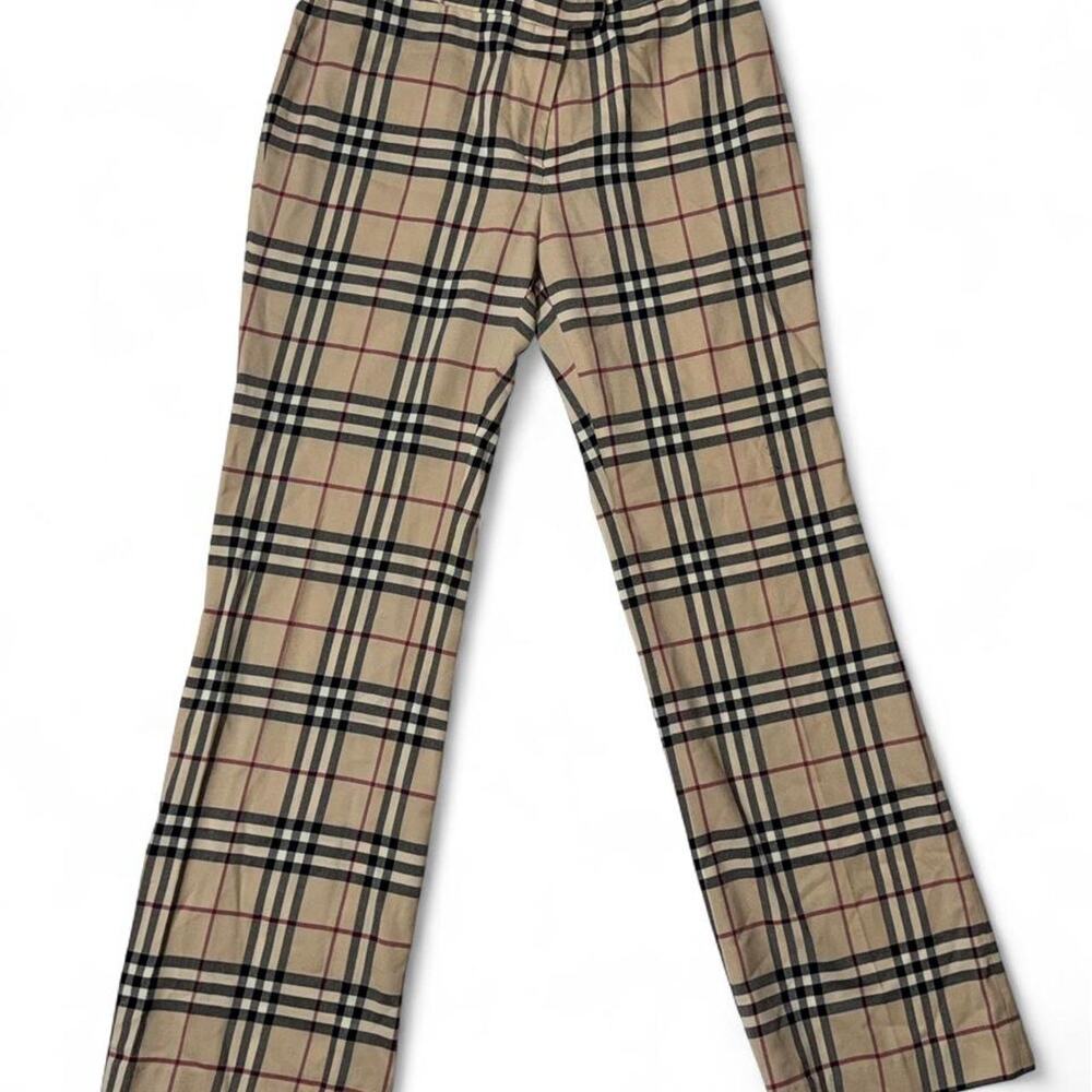 Vintage women’s Burberry London Nova Check Wool Trousers Plaid Beige Sz US 8